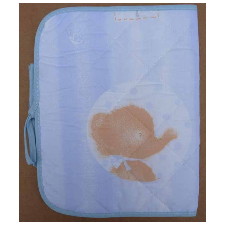 carnet de santé à broder imprimé biais bleu