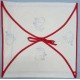 enveloppe coussin à broder toile écru coton motifs lapins biais rouge