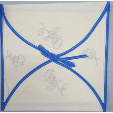 enveloppe coussin à broder toile écru coton motifs végétal biais bleu