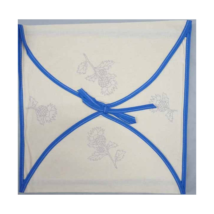 enveloppe coussin à broder toile écru coton motifs végétal biais bleu