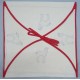 enveloppe coussin à broder toile écru coton motifs chevaux biais rouge