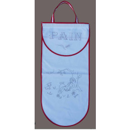 sac à pain à broder toile coton blanc motif meunier biais rouge