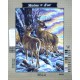 Canevas 40x50 marque MAINS D'OR biche et cerf dimension 40 centimètres par 50 centimètres 100 % coton