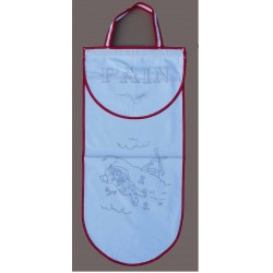 sac à pain à broder toile coton blanc motif meunier biais rouge