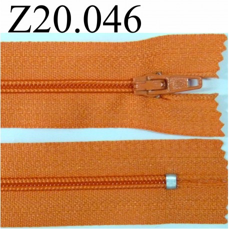 fermeture 20 cm orange non séparable zip nylon
