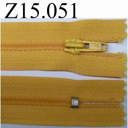 fermeture 15 cm jaune non séparable zip nylon