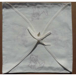 enveloppe coussin à broder lin écru motifs chat