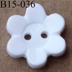 bouton 15 mm couleur blanc motif fleur 2 trous diamètre 15 millimètres