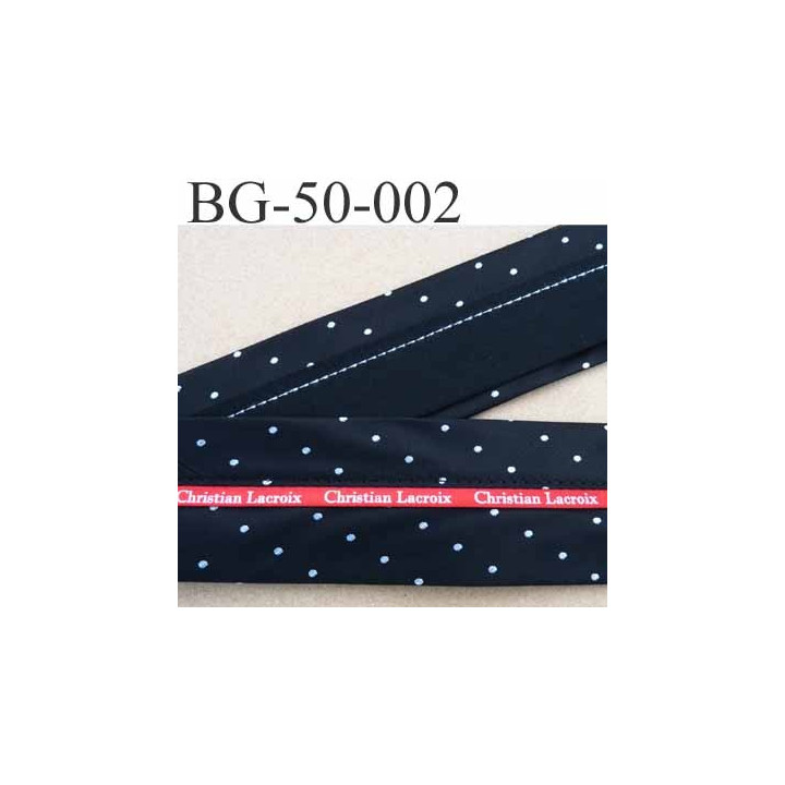 sangle biais ruban CHRISTIAN LACROIX couleur noir et rouge et point blanc largeur 5 cm souple vraiment hyper solide incassable