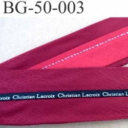 sangle biais ruban CHRISTIAN LACROIX couleur bordeau rouge et noir et blanc largeur 5 cm souple vraiment hyper solide incassable