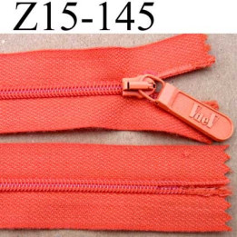 fermeture éclair longueur 15 cm couleur orange non séparable largeur 2.7 cm glissière métal  largeur 4 mm curseur en métal