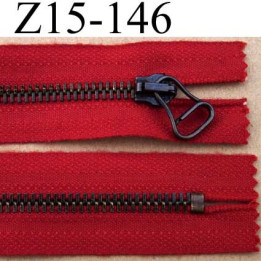 fermeture éclair longueur 15 cm couleur rouge non séparable largeur 3.3 cm glissière métal  largeur 7 mm