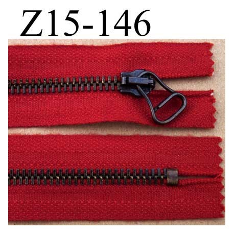 fermeture éclair longueur 15 cm couleur rouge non séparable largeur 3.3 cm glissière métal largeur 7 mm