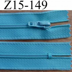 fermeture éclair longueur 15 cm couleur bleu turquoise non séparable largeur 2.5 cm zip nylon largeur glissière 4 mm