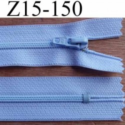 fermeture zip à glissière longueur 15 cm couleur bleu très pale non séparable largeur 2.5 cm zip nylon largeur glissière 4 mm