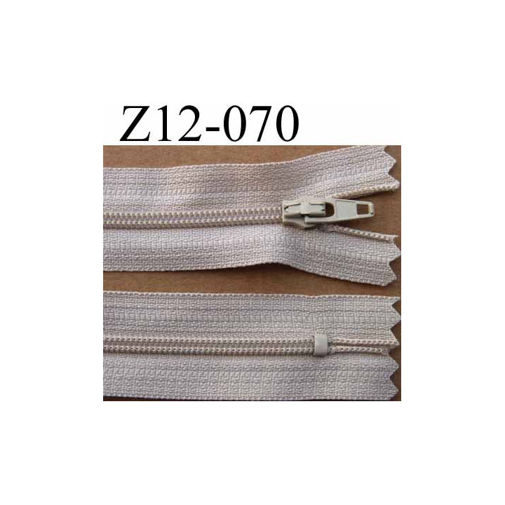fermeture éclair longueur 12 cm couleur beige non séparable largeur 2.5 cm glissière nylon largeur glissière 4 mm