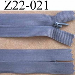 fermeture zip à glissière invisible grise longueur 22 cm couleur gris non séparable zip nylon largeur 2.5 cm