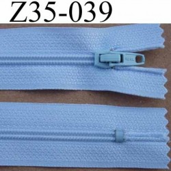 fermeture zip longueur 35 cm couleur bleu clair séparable largeur 2.5 cm glissière en nylon largeur 4 mm curseur métal