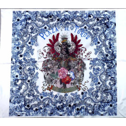 Superbe carré rectangle pièce de tissus CHRISTIAN LACROIX  représentant la plaza de toros collector vintage