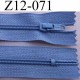 fermeture éclair longueur 12 cm couleur bleu non séparable largeur 2.5 cm glissière nylon largeur 4 mm curseur métal