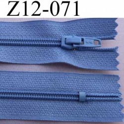 fermeture zip longueur 12 cm couleur bleu non séparable largeur 2.5 cm glissière nylon largeur 4 mm curseur métal