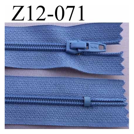 fermeture éclair longueur 12 cm couleur bleu non séparable largeur 2.5 cm glissière nylon largeur 4 mm curseur métal