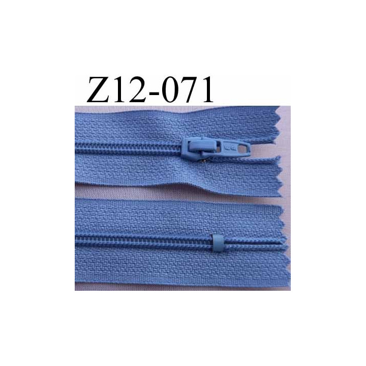 fermeture éclair longueur 12 cm couleur bleu non séparable largeur 2.5 cm glissière nylon largeur 4 mm curseur métal