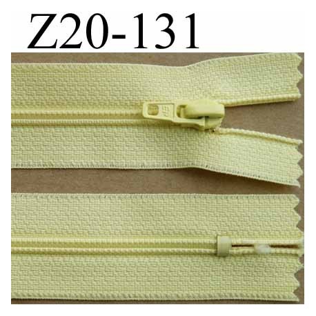 fermeture éclair longueur 20 cm couleur jaune non séparable zip nylon largeur 2.5 cm largeur de la glissière 4 mm 