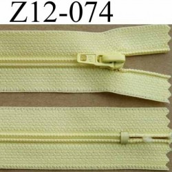 fermeture zip longueur 12 cm couleur jaune non séparable largeur 2.5 cm glissière nylon largeur 4 mm curseur métal