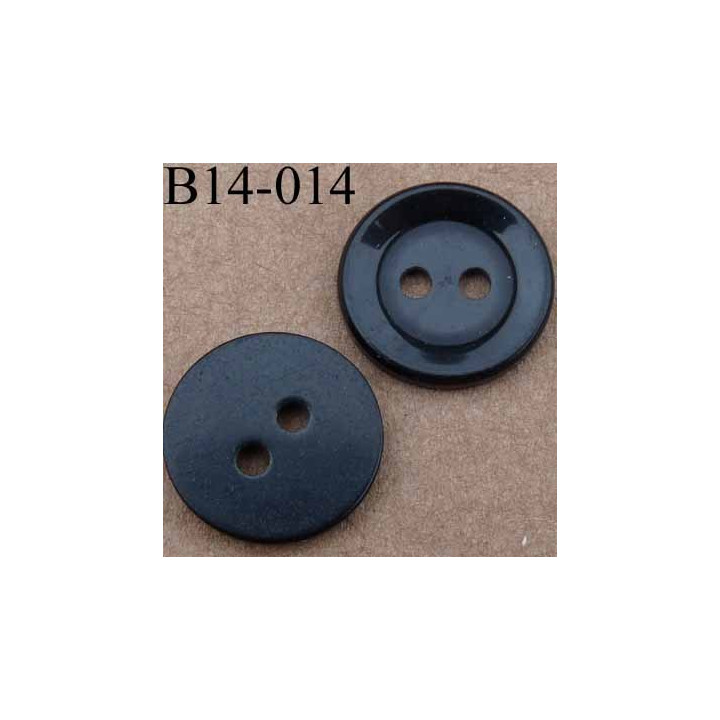 bouton 14 mm couleur noir brillant 2 trous 14 millimètres