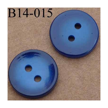 bouton 14 mm couleur bleu brillant 2 trous 14 millimètres