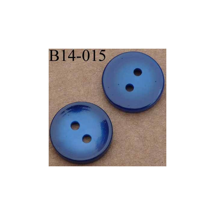bouton 14 mm couleur bleu brillant 2 trous 14 millimètres