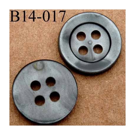 bouton 14 mm couleur anthracite brillant 4 trous 14 millimètres