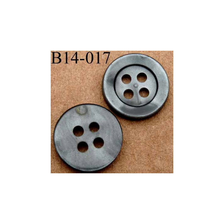 bouton 14 mm couleur anthracite brillant 4 trous 14 millimètres