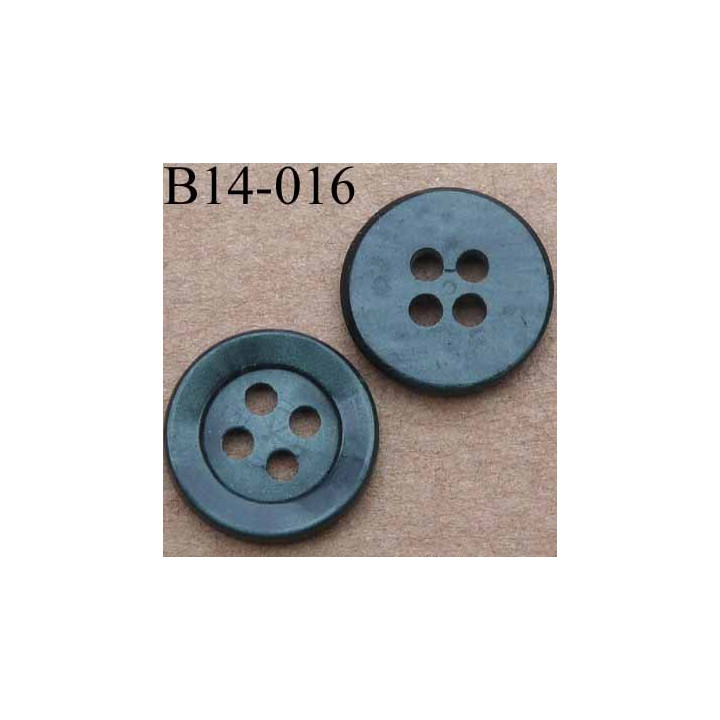 bbouton 14 mm couleur vert bouteille brillant 4 trous 14 millimètres