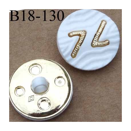 bouton 15 mm couleur blanc et doré diamètre 15 millimètres