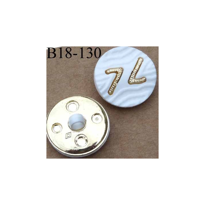 bouton 15 mm couleur blanc et doré diamètre 15 millimètres