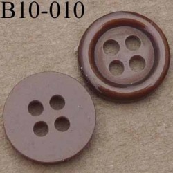 bouton diamètre 10 mm couleur marron brillant 4 trous