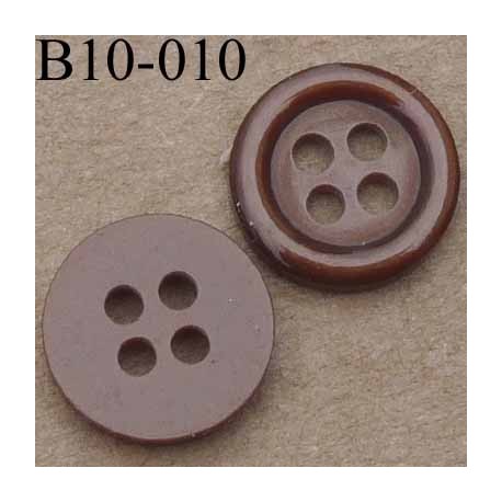 bouton diamètre 10 mm couleur marron brillant 4 trous