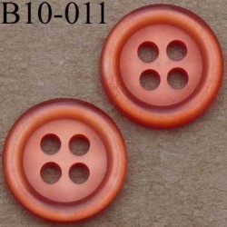 bouton diamètre 10 mm couleur rouge orangé 4 trous