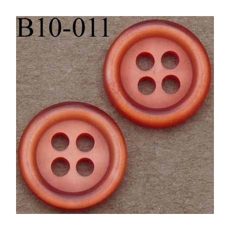 bouton diamètre 10 mm couleur rouge orangé 4 trous