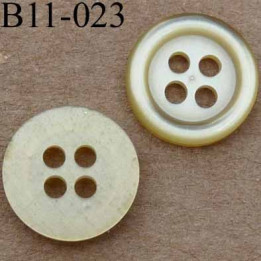 bouton 11 mm couleur jaune vert 4 trous diamètre 11 millimètres