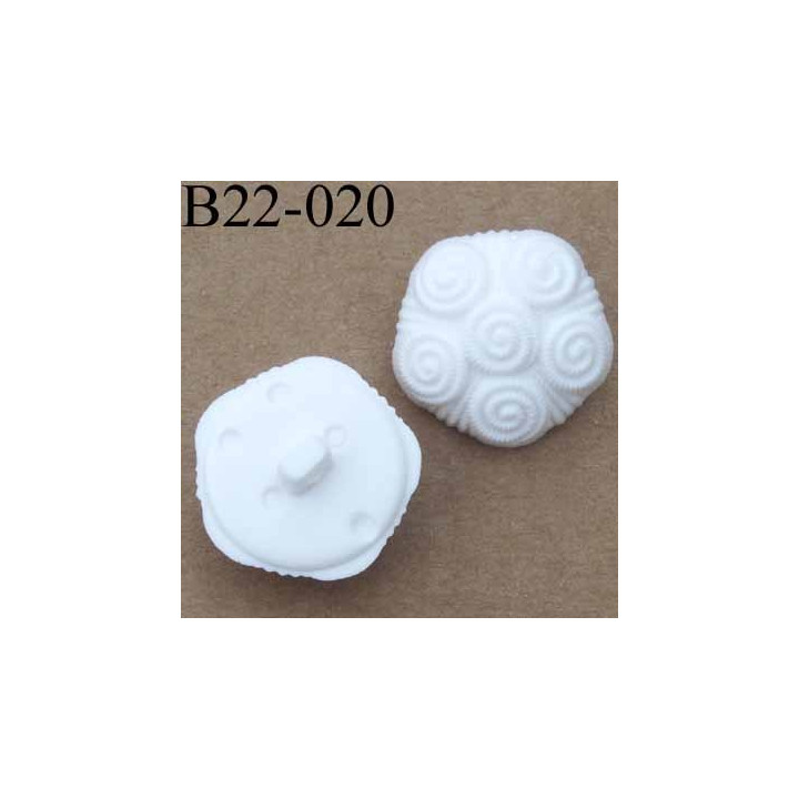 bouton 22 mm polyestère couleur blanc accroche un anneau diamètre 22 millimètres