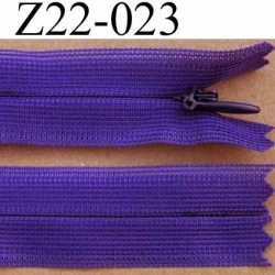 fermeture zip à glissière invisible longueur 22 cm couleur violet non séparable largeur 2.2 cm glissière zip nylon largeur 4 mm