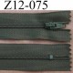 fermeture éclair longueur 12 cm largeur 2.5 cm couleur vert kaki non séparable glissière zip nylon largeur 4 mm .