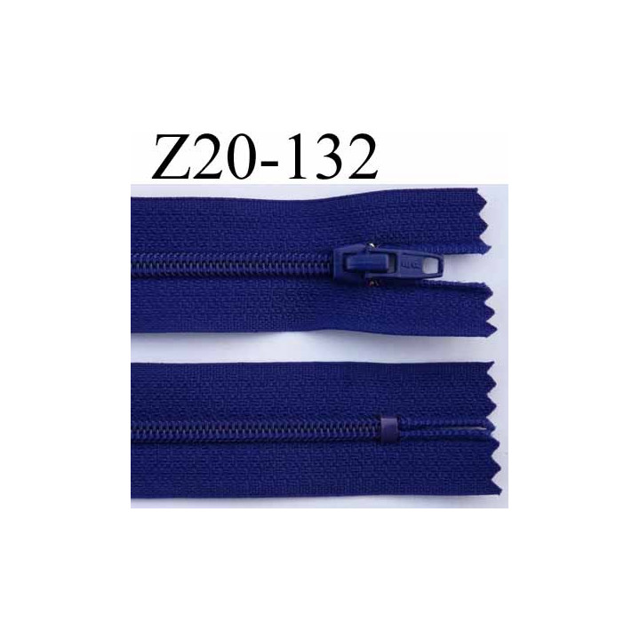 fermeture éclair longueur 20 cm couleur bleu tirant le violet non séparable zip nylon largeur 2.5 cm largeur de glissière 4 mm 