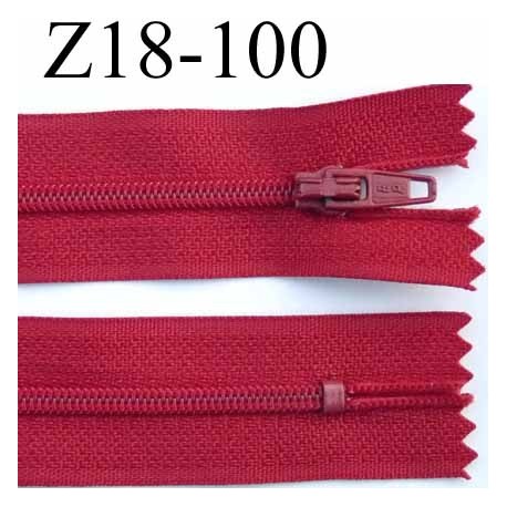 fermeture éclair longueur 18 cm couleur rouge non séparable largeur 2.5 cm glissière nylon largeur 4 mm