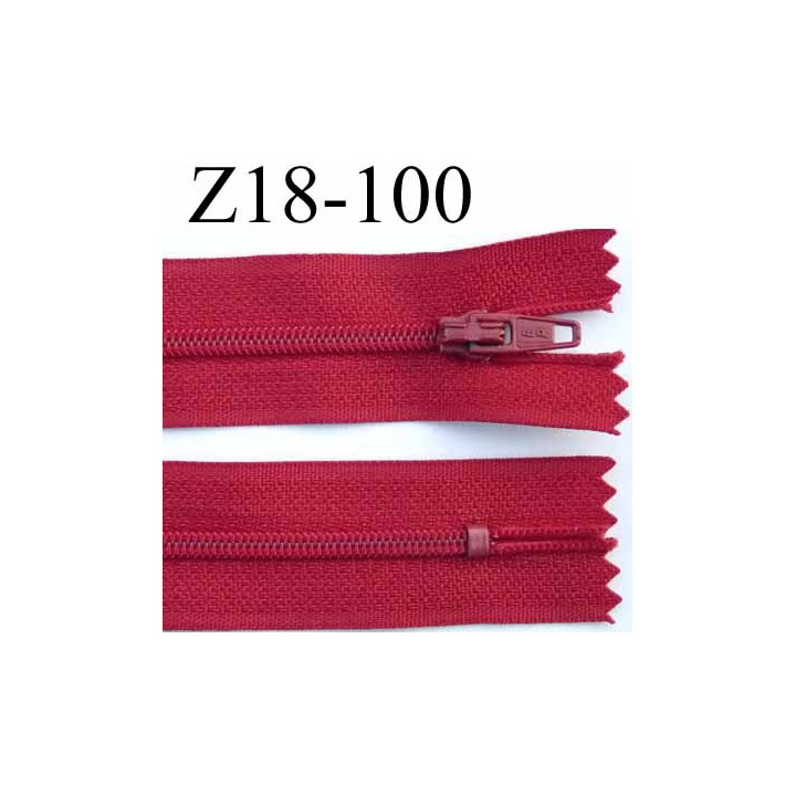 fermeture éclair longueur 18 cm couleur rouge non séparable largeur 2.5 cm glissière nylon largeur 4 mm