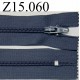 fermeture 15 bleu gris non séparable zip nylon