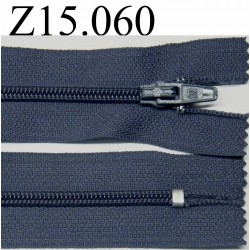 fermeture 15 bleu gris non séparable zip nylon